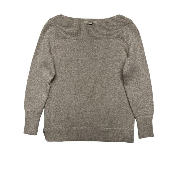 Loft Boatneck Oatmeal Knit Sweater Neutral Neck Detail NWOT Small Work Casual - Picture 1 of 10